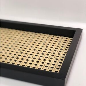 H&M Black and Tan Woven Rattan Tray
